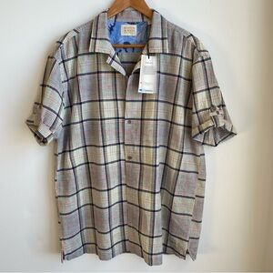 Scotch and Soda Organic Cotton and Linen Short Sleeve Roll Button Down Shirt